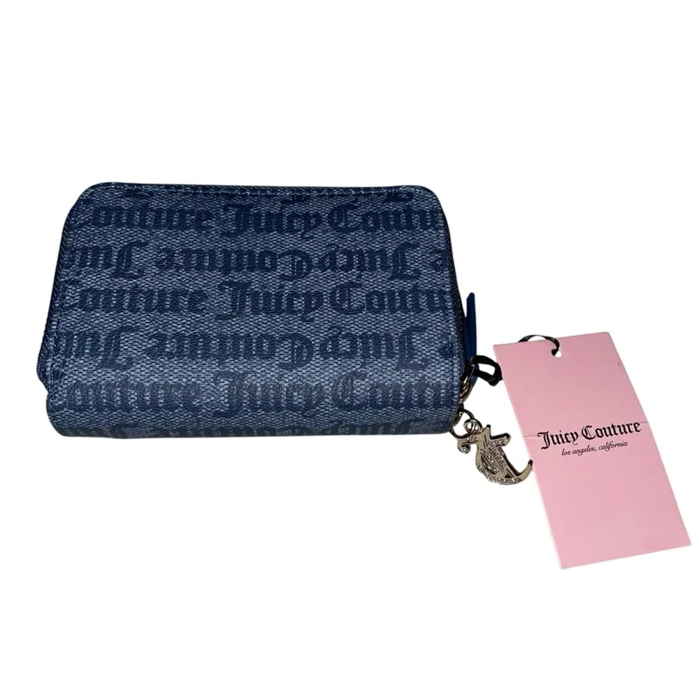 Juicy Couture Denim Blue Double Zip-Around Wallet